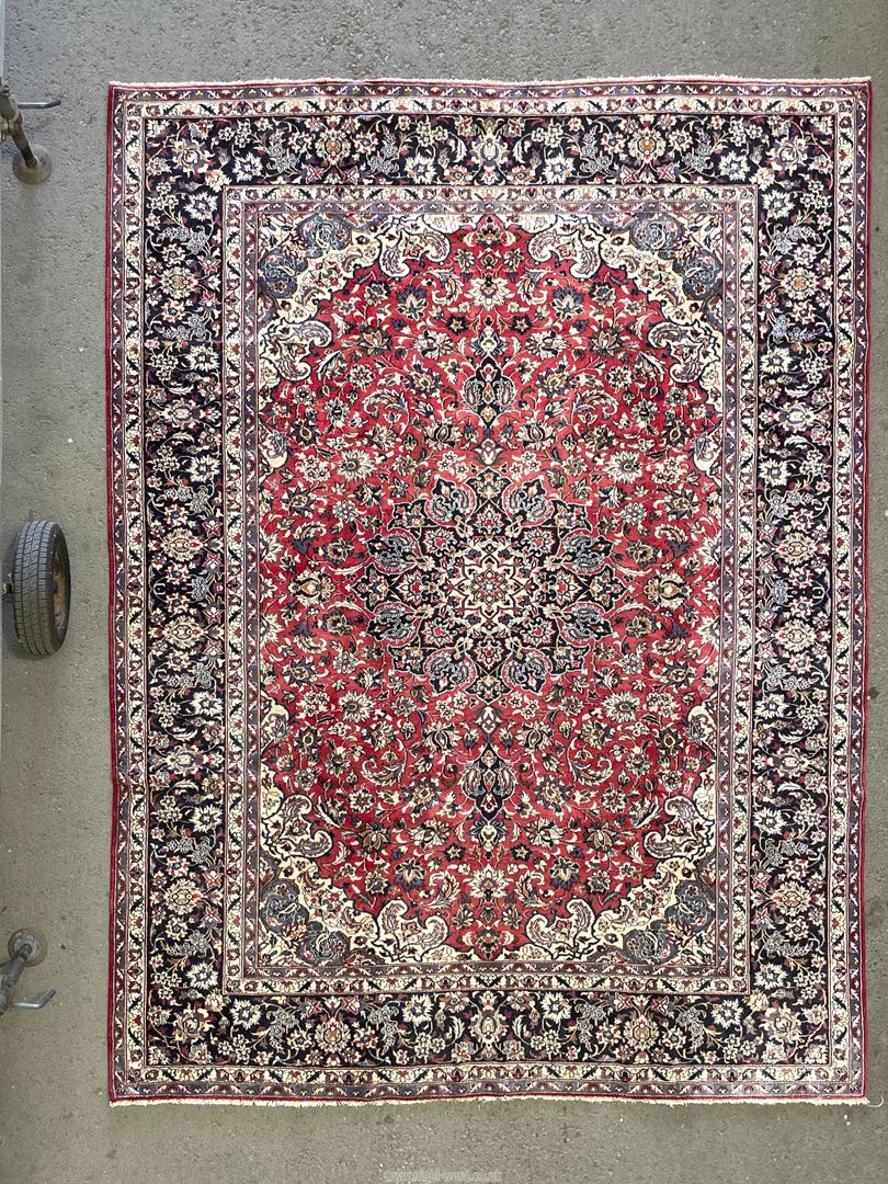 A large vintage Isfahan Wool carpet from Central Persia, - Image 2 of 3