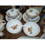 A quantity of Royal Worcester 'Evesham' dinnerware: eight each dessert bowls,