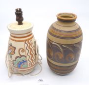 A large Denby vase and a Honiton lamp vase.