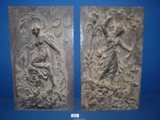 Two finely carved Panels depicting scenes,
