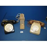 Three vintage telephones including an Eiger make by Greller.
