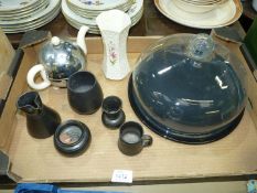 A Nigella Lawson black based cheese Plate and dome, 12 1/4'' diameter, Belleek vase, Prinknash Vase,