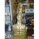 A large carved bust of a Gladiator, gold painted, 36'' tall x 16'' wide.