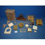 A quantity of clock parts including Smiths 7 jewel eight day Deco illuminated travel clock,