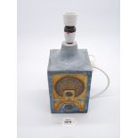 A Troika Pottery lamp base by Tina Doubleday in blue ground, (large chip to one side),