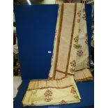 A pair of Indian silk block printed Curtains, 40'' wide x 96'' drop, cotton lined.