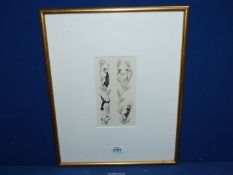 A framed and mounted limited edition Wood engraving by Eric Gill 'Lovers Above',