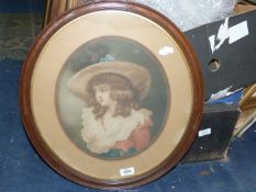 A print 'Girl in a Hat' in circular frame with Waving & Fillar label