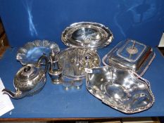 A quantity of Epns including Mappin & Webb cakestand, pair of Arts & Crafts style napkin rings,