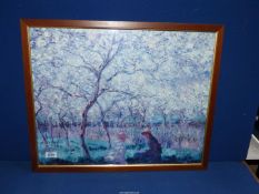 A large framed Print, labelled verso 'Spring Time' after Monet.