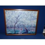 A large framed Print, labelled verso 'Spring Time' after Monet.