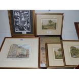 A quantity of prints to include; Oxford, Blackwell Bookshop, etc.