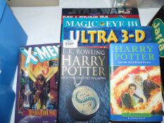 A quantity of books including Harry Potter, Star Wars Millennium Falcon 3-D Owners Guide ,