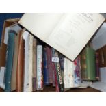 A box of books including 'Felix Cazot Methode de Piano', Byron,