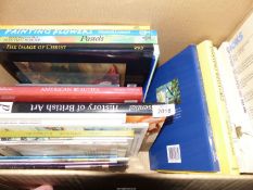 A box of art books including 'History of British Art', 'Pastels Workshop', 'Painting in Oils' etc.