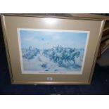 A framed and mounted print by Terence Cuneo January 1969 titled 'Saving The Guns at Le Chateau -