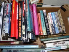 A box of War books including 'Somme' by Lyn MacDonald, 'Tank War 1939-1945', 'war in the Gulf',