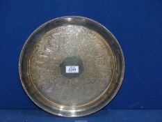 A Mappin & Webb plated circular serving tray, 13'' diameter.