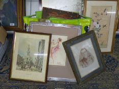 A quantity of pictures including a framed Print 'The Strand',