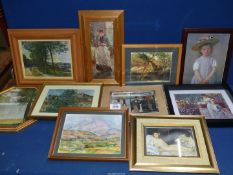 Ten French Impressionist prints.