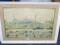 A large Lowry print in 1960's frame.