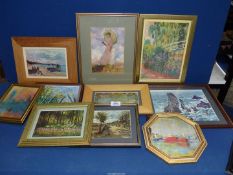 A box of framed Monet prints.