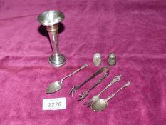 A small quantity of Silver including bud vase (Birmingham), Norwegian Sterling silver dessert fork,