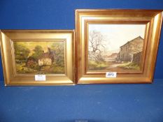 Two small gilt framed Oils on canvas;