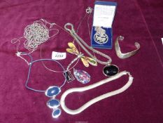 A small quantity of silver plated jewellery to include; multi strand necklace, choker,