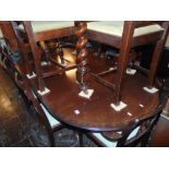 A Regency style dining room suite; table with extra leaf,