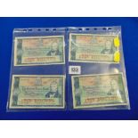 Four British linen £5 notes