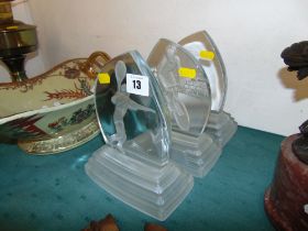 Three cut glass sporting trophy's