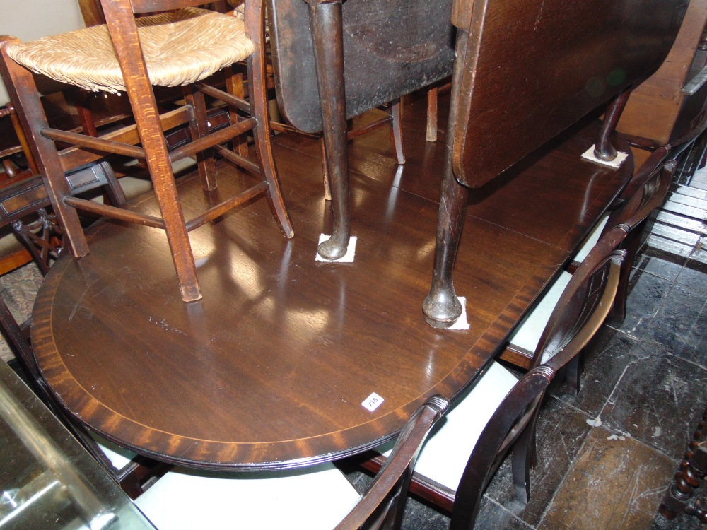 A Regency style dining room suite; table with extra leaf, - Image 3 of 3