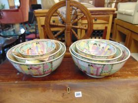 Two Canton fruit bowl sets