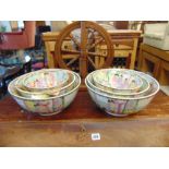 Two Canton fruit bowl sets