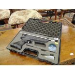 A Webley Alect 177 air pistol in case