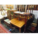 A barley twist draw leaf table and four chairs