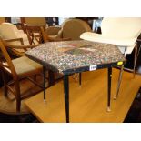 A retro octagonal Mosaic tile top occasional table