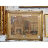 An interior scene ornamental frame a.