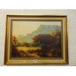 A framed oil on South African landscape