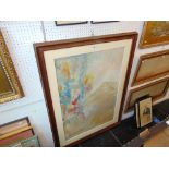 A large framed abstract painting