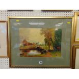 A gilt framed oil, country scene,