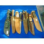 Eight sheath knives