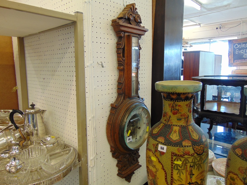 A carved Thermo/barometer, - Image 2 of 2