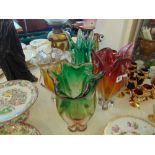 Four assorted Murano vases