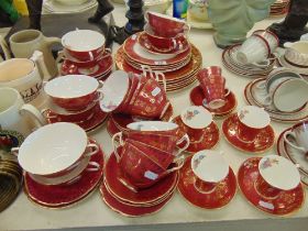 A gilt, red and white Collingwood part, tea,
