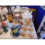 A qty of misc. china, Japanese hand painted tea set a.f, vases etc.