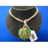 A Jade heart pendant on silver gilt chain