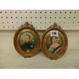 A pair of miniature porcelain plaques, Napoleon and Josephine,