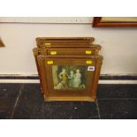 A set of four early gilt framed prints